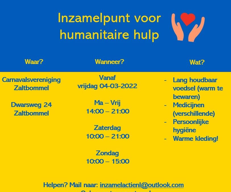 Inzamelactie humanitaire hulp Oekraïne